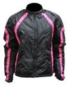 Ladies Armored Black And Pink Textile Motorcycle Jacket Size L Lg Large