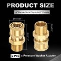 2pcs Pressure Washer Adapter 1 4 Female Quick Plug To G1 2 Male Connect Fittings Brass Swivel For Power Washers Hose
