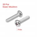Uxcell M5x20mm Machine Screws Pan Phillips Cross Head Screw 304 Stainless Steel Fasteners Bolts 20pcs