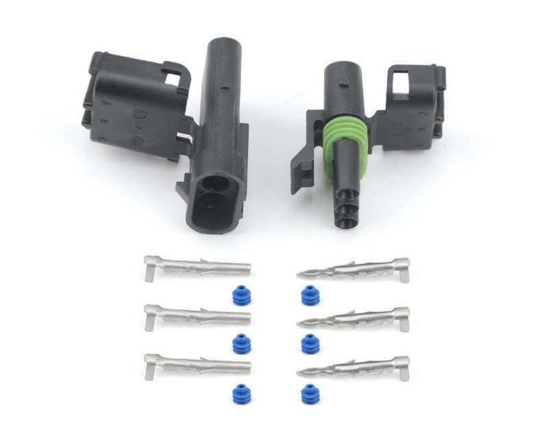 3 Pin Weatherpack Electrical Connector Kit 5 Complete Sets For 12 To 16 Awg Car Truck Marine Motorcycle And Trailer Wiring