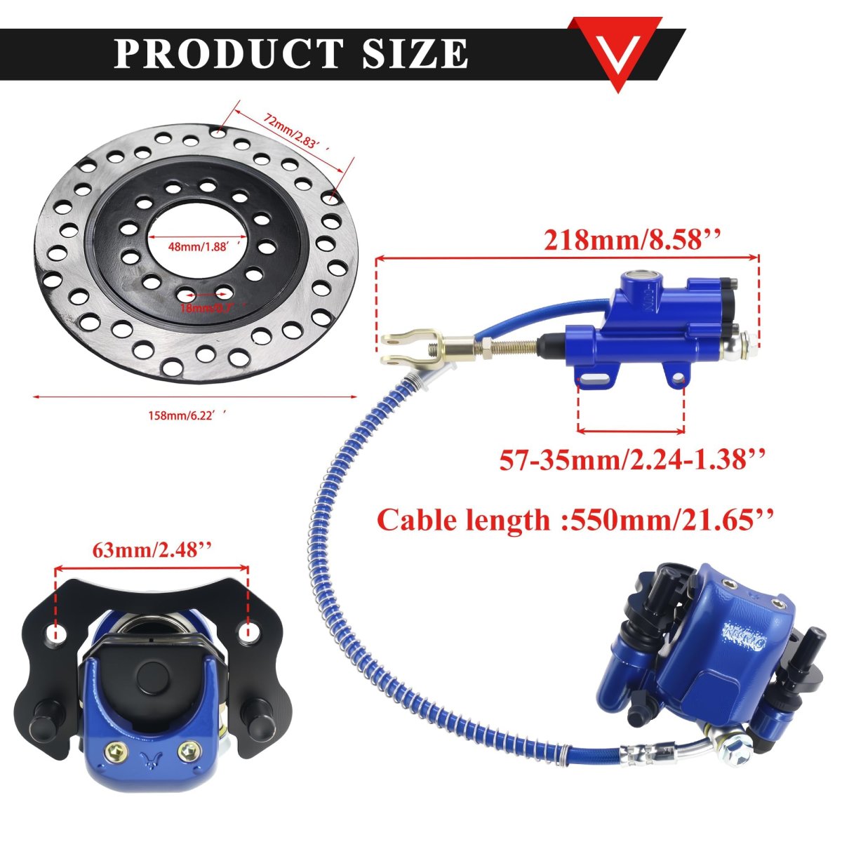 Rear Atv Brake Kit With Master Cylinder Caliper And 6 22 In Disc Rotor For 50cc 70cc 90cc 110cc 125cc Chinese Taotao Kids Four