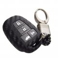 Carbon Silicone Key Fob Cover With Keychain For Toyota Camry Se Le Avalon Corolla Rav4 Venza Highlander Sequoia 