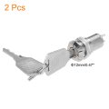 2pcs 12mm 2 Positions On Off Electric Key Lock Push Button Switch