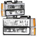 Led Drl Headlights Assembly For 1988-1993 Chevy Blazer Ck Suburban 8 Piece Composite Headlamps With Bumper Lamps And C Style 