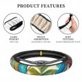 Tropical Plants And Parrots Print Steering Wheel Cover Anti-slip Soft Elastic Protector Universal Car Accessories For Women Men