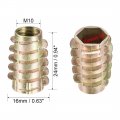 Uxcell Furniture Threaded Insert Nuts Zinc Alloy Hex-flush M10 Internal Threads 24mm Length 8pcs