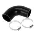 1 Set 48mm 89 Id 90mm 3 54 Length 90 Degrees Black Car Silicone Hose With Clamps Coolant Universal 
