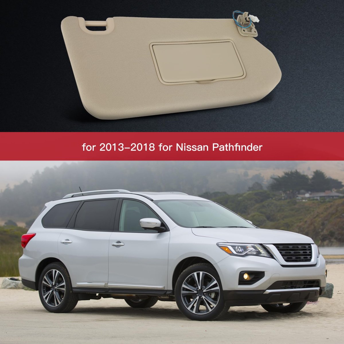 Sun Visor Right Passenger Side For Nissan Pathfinder 2013 2018 Infiniti Qx60 2014 2017 Jx35 Replace Part 96400 9pb0a