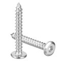 M6 X 45mm 100 Pack Flat Round Socket Head Screws Stainless Steel Self Tapping Full Thread Hex Cap Bolt For Wood Furniture 