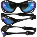 Birdz Seahawk Padded Floating Polarized Sunglasses With Built In Strap Black Frame And G-tech Blue Lens 
