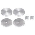 4pcs Round Shape Aluminum Disc M10 Thread 60mm Diameter Circle Glass Top Adapter For Table Furniture Coffee Tables Silver 