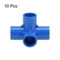 Uxcell 4-way Elbow Pvc Pipe Fitting Furniture Grade 25mm Size Tee Corner Fittings Blue 10pcs