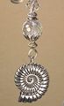 Double-sided Silvery Nautilus Snail Shell With Iridescent Faceted Clear Glass Crystal Ceiling Fan Pull Chain 