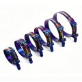 4pcs Adjustable Titanium Blue Stainless Steel T-bolt Clamp Universal 84mm-92mm