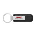 Gmc Canyon Pu Leather Strap Keychain With Silver Metal Bar Official Licensed Modern Logo Accessory 3 75 In X 1 Black