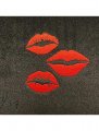 A Set Of 4 Universal Fit Front And Rear Logo Plush Carpet Floor Mats -red Lips