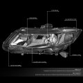 Headlights Assembly Bundle With Tool Kit Compatible Honda Civic Sedan 12-15 Coupe 12-13 Pair Left And Right Side Black Housing