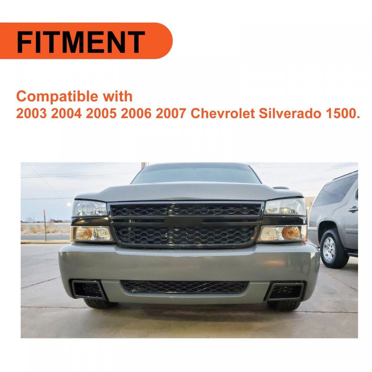 Bumper Caliper Air Duct Set For 2003-2007 Chevrolet Silverado 1500 Pair Carbon Fiber Style Vent Bezel Cover Trim 89025753