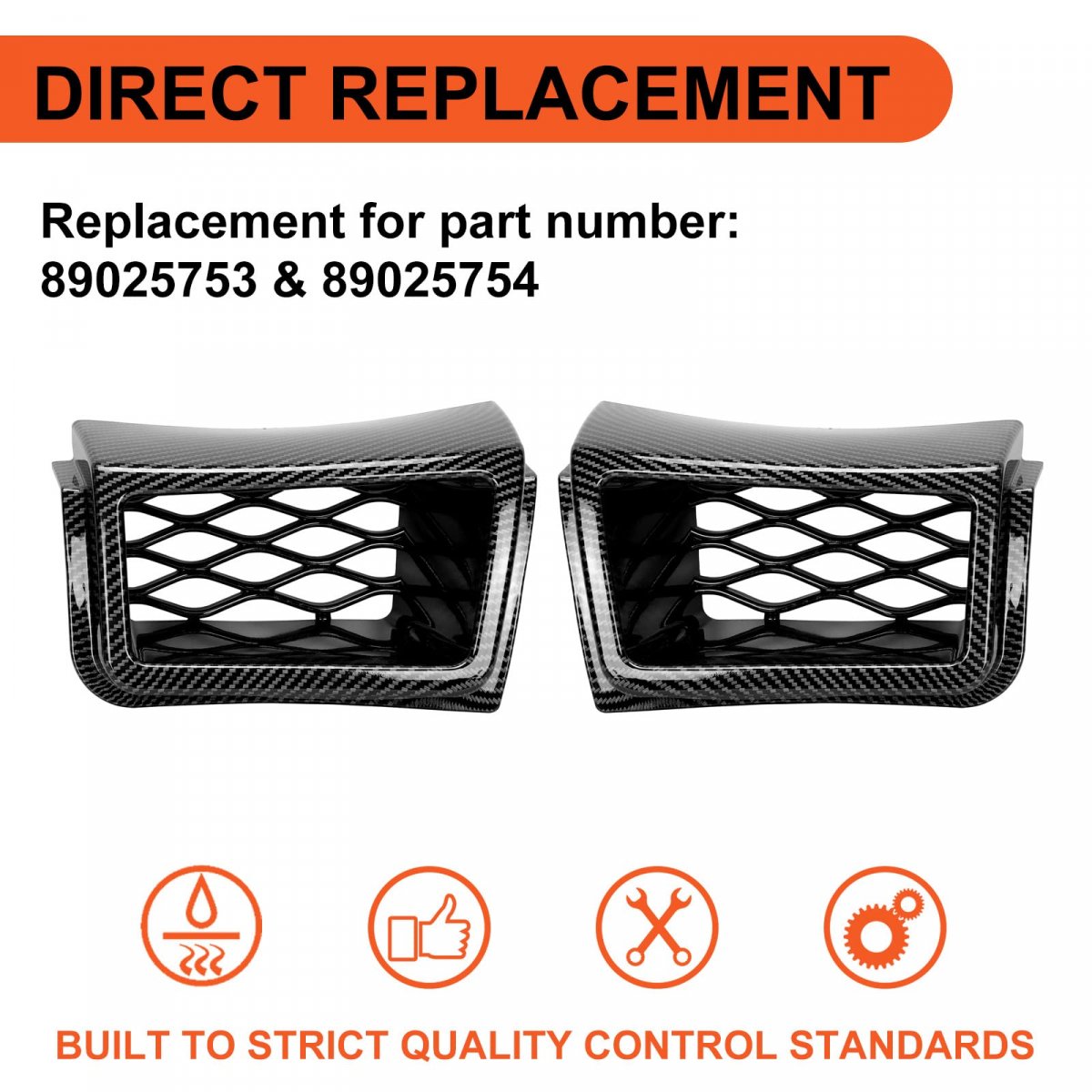 Bumper Caliper Air Duct Set For 2003-2007 Chevrolet Silverado 1500 Pair Carbon Fiber Style Vent Bezel Cover Trim 89025753