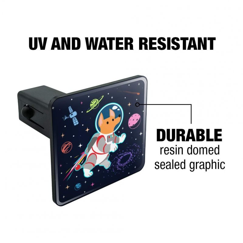 Cosmonaut Astronaut Dog In Space With Planets And Stars Tow Trailer Hitch Cover Plug Insert