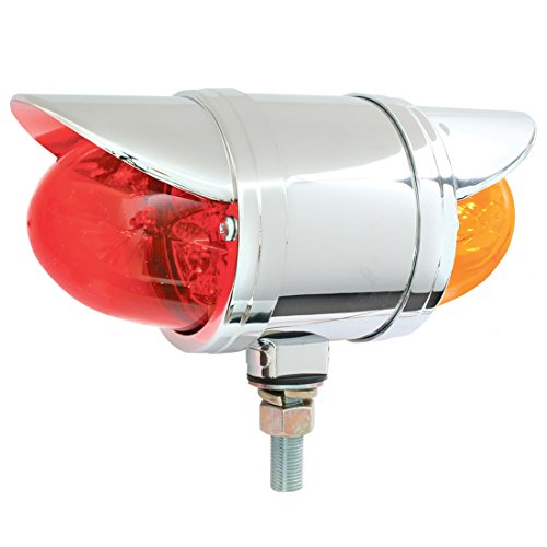 Amber Red Spyder Led Light With Clear Rim And Visor 2 Function 12v Waterproof For Trucks Trailers Rvs Buses Atvs Utvs Model