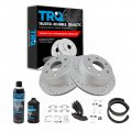 Trq Rear Ceramic Brake Pad Performance Rotor With Parking Shoes W Chemicals 