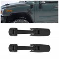Hood Latch For 2003-2009 Hummer H2 Chevy Chevrolet Kodiak Gmc Topkick Replacement 15097841 Front Bonnet Assembly Black 2pcs 