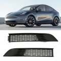 Front Grill Mesh Bright Black Abs 2pcs Bumper Vent Grille Replacement For Tesla Model Y 2020a 2023