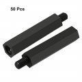 Uxcell 50pcs M4 30 6mm Male Thread Nylon Hex Standoff Spacer Screws Pcb Pillar Black