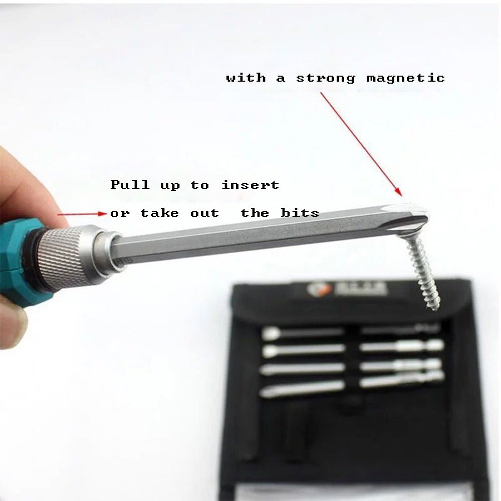 9 Piece Precision Magnetic Multi Bit Screwdriver Set With 1 4 In Hex Shank Phillips And Slotted Heads Rubber Handle Home