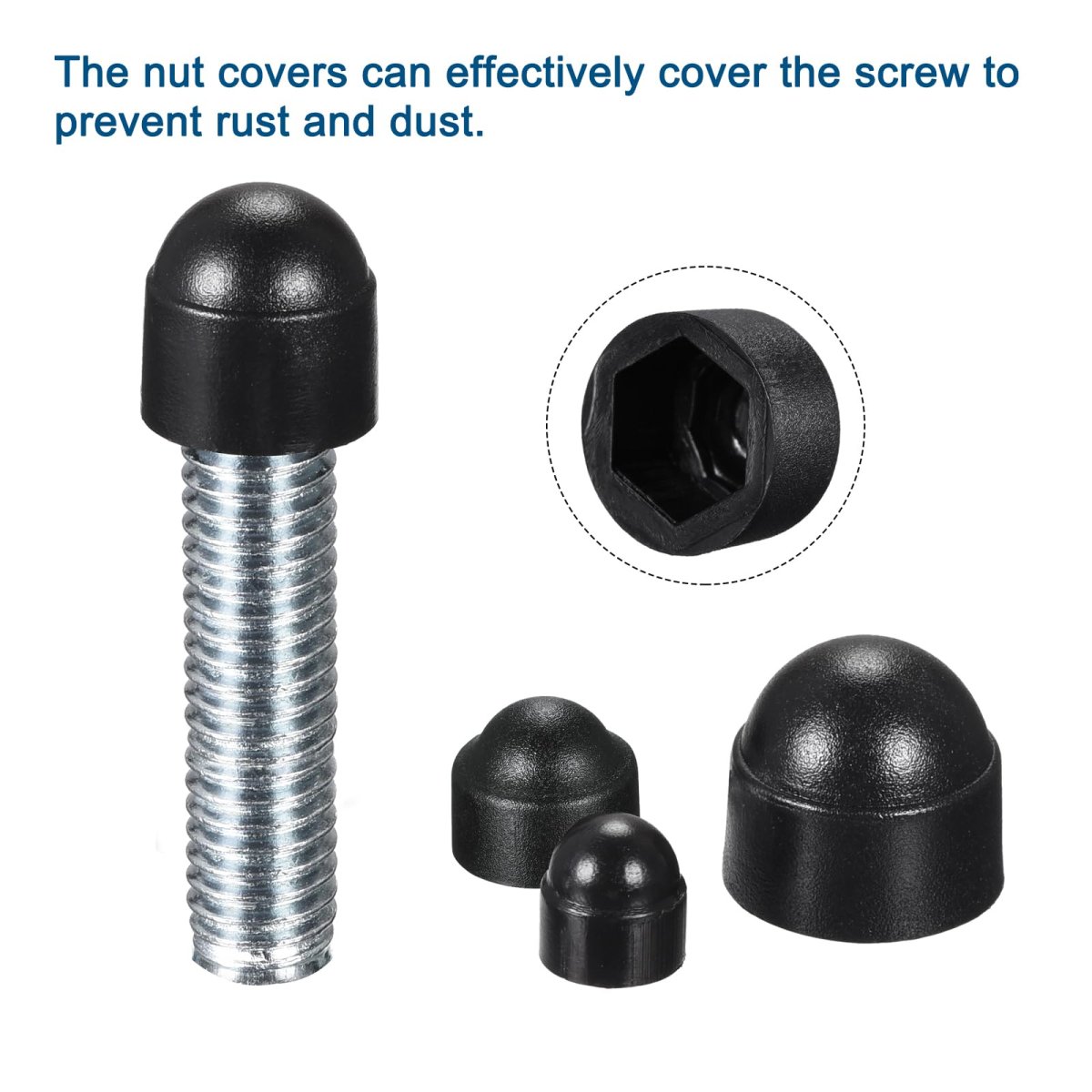 150pcs M8 Grey Plastic Hex Nut Cover Protection Cap