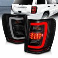 Amerilite For 1999-2004 Jeep Grand Cherokee C-type Led Tube Dark Black Replacement Tail Lights Set- Passenger And Driver Side