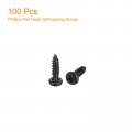 Uxcell 2 X 5 16 Phillips Pan Head Self-tapping Screw 100pcs 304 Stainless Steel Round Wood Full Thread Black