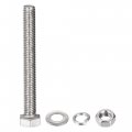 Uxcell M8 X 65mm Hex Head Screws Bolts Nuts Flat Lock Washers Kits 304 Stainless Steel Fully Thread Hexagon 6 Sets