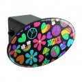 Groovy Hippie Peace And Love Pattern Oval Tow Trailer Hitch Cover Plug Insert