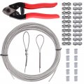 Swpeet 42pcs Cable Cutter And 100ft Stainless Steel Wire Rope With Locking Aluminum Crimping Loop Sleeves Assortment Kit For 