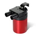 Auto Dynasty Universal Billet Aluminum Sealed Baffled Oil Catch Can Reservoir Tank 240ml 3 4 Inches Od 2-port Red 