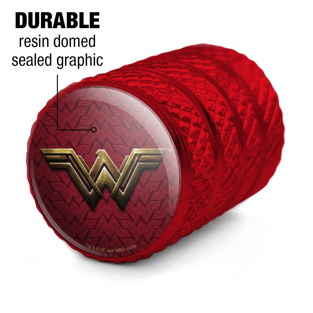 Justice League Movie Wonder Woman Logo Aluminum Valve Stem Caps For Motorcycle And Bicycle Tires Red 2 Pack Fits Schrader