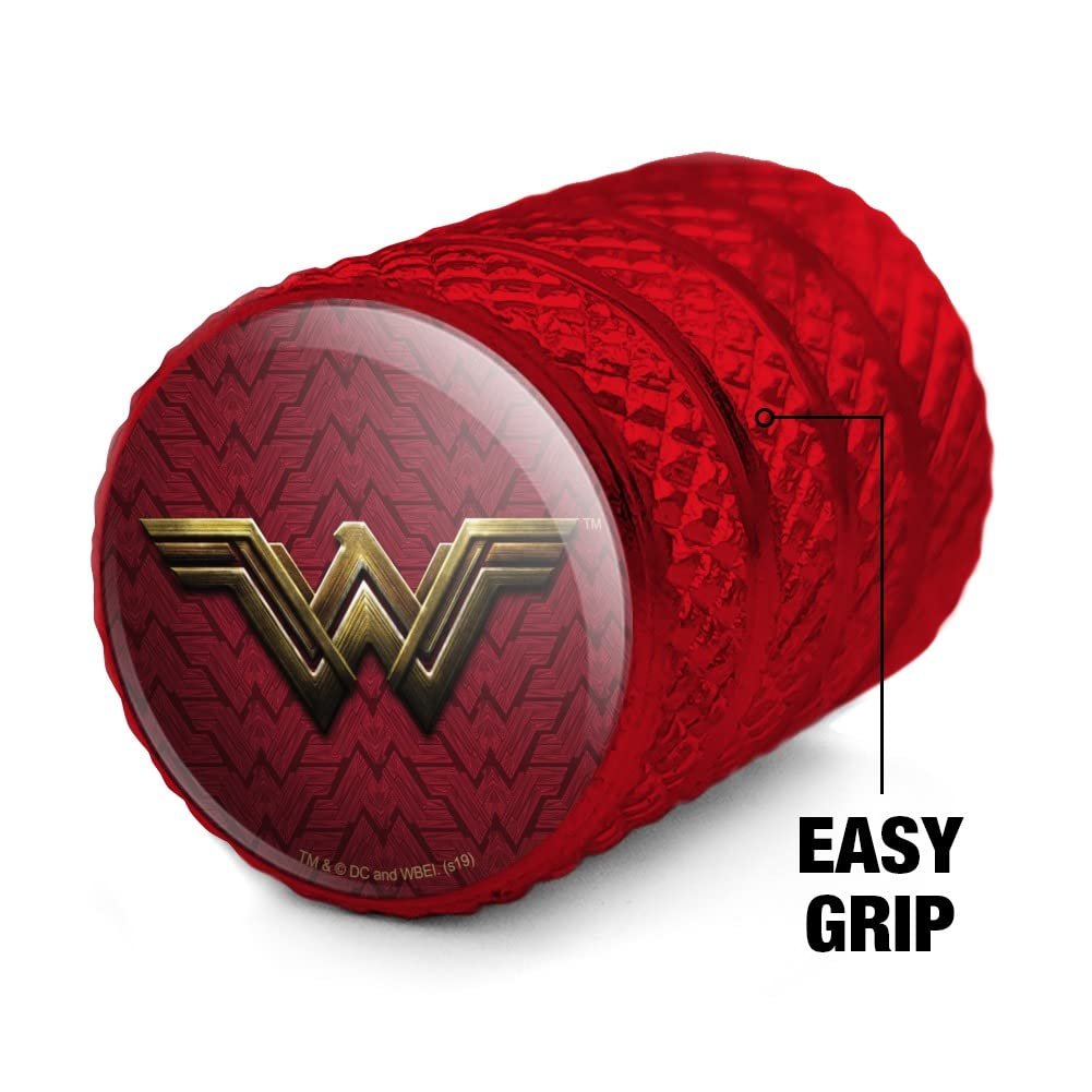 Justice League Movie Wonder Woman Logo Aluminum Valve Stem Caps For Motorcycle And Bicycle Tires Red 2 Pack Fits Schrader