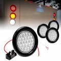 True Mods 4pc 4 Round White 24 Led Trailer Tail Lights Dot Certified Grommet Plug Included Ip67 Waterproof Reverse Back Up For 