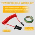 Misakomo Universal Towed Vehicle Wiring Kit For 6-wire To 7-wire Adapter Coiled Cord Combinations Complete Diode Fits Rv