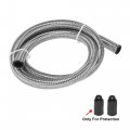 X Autohaux Car Stainless Steel Braided Mesh Hose 3 3ft 1 2 An8 Fuel Oil Gas Line Silver Tone