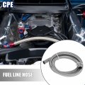X Autohaux Car Stainless Steel Braided Mesh Hose 3 3ft 1 2 An8 Fuel Oil Gas Line Silver Tone