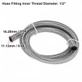 X Autohaux Car Stainless Steel Braided Mesh Hose 3 3ft 1 2 An8 Fuel Oil Gas Line Silver Tone