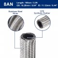 X Autohaux Car Stainless Steel Braided Mesh Hose 3 3ft 1 2 An8 Fuel Oil Gas Line Silver Tone