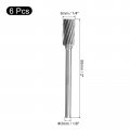 Uxcell Tungsten Carbide Rotary Files 1 8 Shank Single Cut Top Flat Cylinder Tool 6mm Dia For Die Grinder Drill Bit Alloy Steel