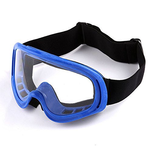 Motocross Atv Dirt Bike Ski Snowboard Mx Goggles Blue Clear Anti Fog Lens With Flexible Pvc Frame And Elastic Strap For Adults