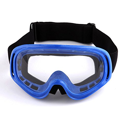 Motocross Atv Dirt Bike Ski Snowboard Mx Goggles Blue Clear Anti Fog Lens With Flexible Pvc Frame And Elastic Strap For Adults