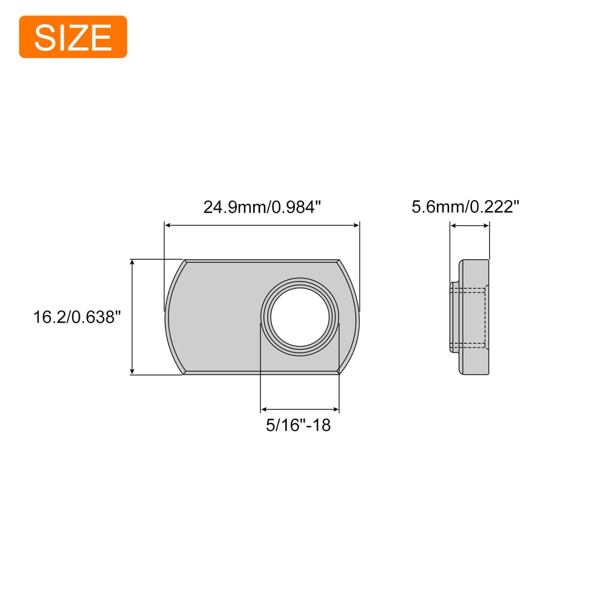 Slide In T Nut With Offsethread 50 Pieces 5 16 18 304 Stainless Steel Nuts For T Track Extrusions Silver
