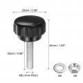 Uxcell 4 Set M6 X 25mm Male Thread Knurled Knobs Thumb Screws With Nuts Washers Clamping Knob Grip Plastic Head Hand
